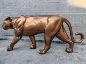 屋外庭園装飾等身大ブロンズ鋳造動物像真鍮製パンサー像 - Product Image 5