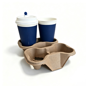 <span class=keywords><strong>Plateau</strong></span> porte-gobelets 4 emplacements en pâte recyclée, support à boissons en papier personnalisé, conception anti-déversement pour les commandes à emporter en drive-thru - Product Image 3