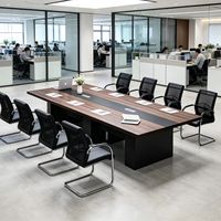 Table de conférence en bois robuste, grande table de réunion pour salle de conseil, mobilier de bureau sur mesure pour salle de réunion d'entreprise
