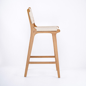 Commercia屋内家具北ヨーロッパハイカウンターウッドレトロロープ籐バースツール - Product Image 3