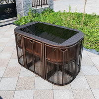 Ensemble de table et chaises de jardin Dingshuai, style chinois moderne, en rotin, amovible, pour cour, balcon, extérieur