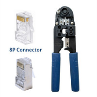 Herramienta de crimpado para enchufes modulares RJ45 Conectores Cat5e Cat6 Herramienta de crimpado de red Cortador de cables Crimpadora todo en uno