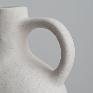 Ceramic White Flowers <strong>Vases</strong> Large <strong>Size</strong> Small-mouth Desktop Decoration <strong>Vase</strong> Simple Hand Made Stone <strong>Vase</strong> with Handle - Product Image 5