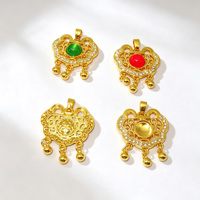 Pendentifs breloques vintage dorés ajourés en forme de serrure de sécurité, clochettes ethniques pour la fabrication de colliers faits main, vente en gros