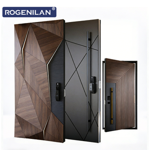 ROGENILAN Porte extérieure insonorisée personnalisée en aluminium, porte d'entrée <span class=keywords><strong>de</strong></span> sécurité sculptée en 3D pour maisons modernes - Product Image 2