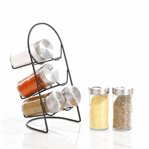 Juego de tarros de vidrio para condimentos de 100ml y 120ml, saleros y pimenteros con tapas de grado alimenticio y soporte, contenedor de especias para cocina. - Product Image 2