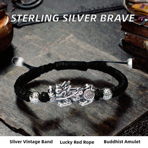 Bracelet en argent sterling 999 avec breloque « Brave Troops », corde tressée à la main, nœud chinois, bijoux pour cadeau ou fête - Product Image 2