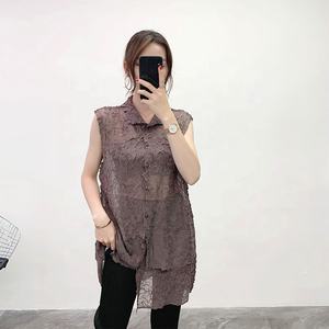 Pakaian Wanita Blus Wanita Musim Panas 2023 Obral Kemeja Tanpa Lengan Timbul Kebesaran Musim Panas 2020 - Product Image 4