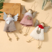 Ornements de Noël en peluche, ange avec ailes scintillantes, cœur, poupée suspendue, décoration pour arbre de Noël, décoration de la maison pour les fêtes