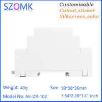 36.3x90.2x57.5mm Nouveau Design Boîtier de commande en plastique électrique 6 Points Fonctionne sur mesure Rail Din Boîtier Pcb Boîtier en plastique Rail Din