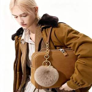 Porte-clés pompons multicolores doux, lot de 8, boules en fausse fourrure moelleuses, accessoires décoratifs pour sacs à main pour femmes, vente en gros - Product Image 5