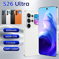 Smartphone S26 Ultra 5G Android 16 Écran LCD 7,3 pouces 16 Go de RAM 1 To de stockage Triple appareil photo 108 MP Batterie supérieure à 8000 mAh Double SIM