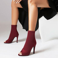 Nouvelles Bottes Sexy Confortables à Fermeture Éclair Cheville et Bout Ouvert pour Femme, Personnalisables, pour Danse Latine, Stilettos de Rue, Grande Taille 46