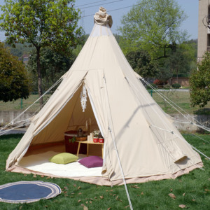 Tente de camping en toile quatre saisons, <span class=keywords><strong>tipi</strong></span> <span class=keywords><strong>indien</strong></span>, pyramide, tente familiale pour 6 personnes, teepee pour adultes, glamping - Product Image 3
