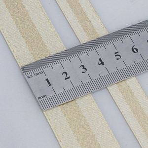 Ruban en satin tissé personnalisé élégant de 2,5 cm x 20 yards avec bordure en gros-grain or/argent pour bouquets de mariée et garnitures de vêtements - Product Image 2