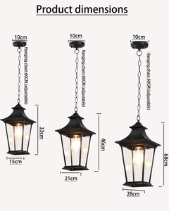 โคมไฟห้อยเพดาน LED สีดำ สไตล์มินิมอล ขายส่งจากโรงงาน ขั้ว E27 ใช้ไฟฟ้า/พลังงานแสงอาทิตย์ สำหรับภายนอกอาคาร ปรับความสว่างได้ รับประกัน 5 ปี - Product Image 3