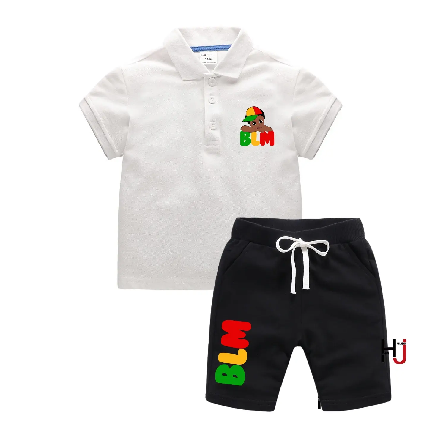 Nuovo piccolo sbirciante melanina ragazzi POLO t-shirt Set completo abbigliamento per bambini vita nera materia magliette corte vestiti