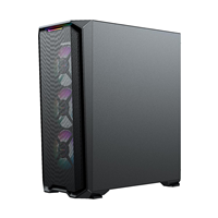 Casing PC Gaming ATX populer kabinet komputer menara menengah baja dengan desain jala Casing Aloi aluminium