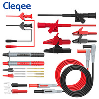 Cleqee P1300E 7 en 1 Kits de sondes de test multimètre interchangeables avec crochets de test et fils de test, fiche banane 4 mm, pince crocodile, bâton de test