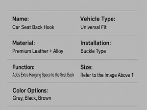 Car Multi-Functional ABS Leather <b>Seat</b> Back <b>Storage</b> Hook Small Interior Decoration Accessory Popular Style - Product Image 4