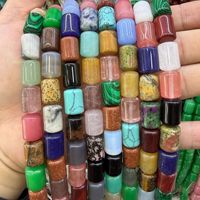 Perles en pierre naturelle de 10x14mm, perles cylindriques de couleurs mélangées, perles en vrac pour la fabrication de bijoux DIY, bracelet, collier, vente en gros