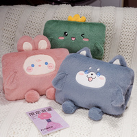Coussin chauffe-mains en peluche animaux de dessin animé mignons, fausse fourrure de lapin douce pour l'hiver, maison, bureau, cadeau, décoration