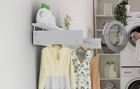 Séchoir à linge pliant en métal avec étagère de rangement, mural, gain de place, crochets en acier inoxydable, emballage pour vente par correspondance