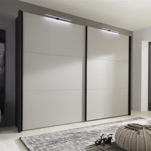 White Glossy Custom Wooden Bedroom Wardrobe Closet Modern Design With Sliding Doors