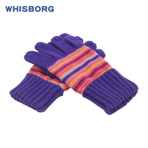 Gants chauds tricotés en coton pour enfants, mignons, à rayures pour bébés, OEM, bleu - Product Image 2