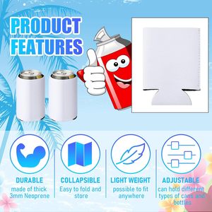 Fundas Aislantes de Neopreno Ligeras y Personalizables de Lujo, Enfriadores de Latas Plegables de Espuma con Logotipo Personalizado por Sublimación DIY para Cola - Product Image 5
