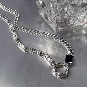 Kalung rantai Sweater untuk pria dan wanita, Kalung rantai zirkon Pasangan Hip Hop Punk, perhiasan sederhana bahan baja tahan karat trendi untuk pasangan wanita dan pria - Product Image 3