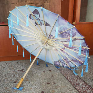 Parasol <span class=keywords><strong>de</strong></span> mariage TX1146 en gros, parapluie chinois traditionnel en bambou et papier, différents motifs, pompons, manuel - Product Image 3