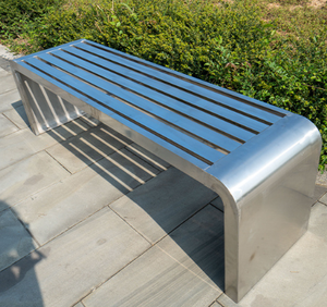 Banco de Acero Inoxidable para Parques, Áreas de Descanso, Centros Comerciales, Hospitales, Asiento de Acero Inoxidable para Áreas Residenciales, Jardín, Silla con Respaldo Curvo - Product Image 5
