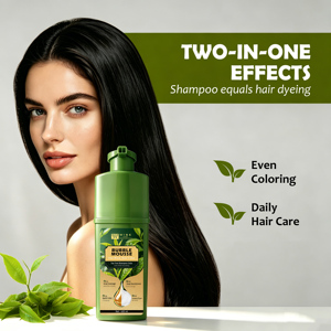 Champú con Tinte de Árbol de Té 420ml <span class=keywords><strong>Espuma</strong></span> Mousse 2 en 1 Cubre Cabello Gris Rápidamente Nutre y Colorea en Una Sola Lavado Aplicación Fácil Logotipo Personalizado - Product Image 4