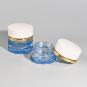 Ensemble de flacons de soin de la peau <span class=keywords><strong>en</strong></span> <span class=keywords><strong>verre</strong></span> bleu de qualité supérieure, flacons cosmétiques de haute qualité, flacon pompe pour lotion, pot rond pour crème, combo - Product Image 6
