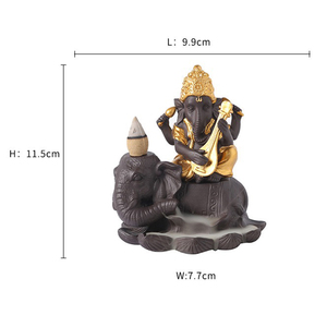 Venta al por mayor decoración del hogar para interiores Ganesh en elefantes cascada quemador <span class=keywords><strong>de</strong></span> incienso <span class=keywords><strong>de</strong></span> reflujo <span class=keywords><strong>de</strong></span> cerámica para Yoga Spa decoración <span class=keywords><strong>de</strong></span> meditación - Product Image 2