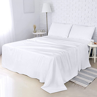 Ensemble de draps en polyester blanc tissé 3 pièces 200TC, couleur unie, microfibre, drap plat avec 2 taies d'oreiller pour hôtel et usage domestique
