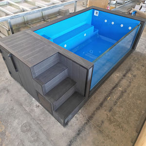 Piscine hors sol rectangulaire pliable en fibre de verre avec toboggan aquatique en ardoise à vendre - Product Image 5