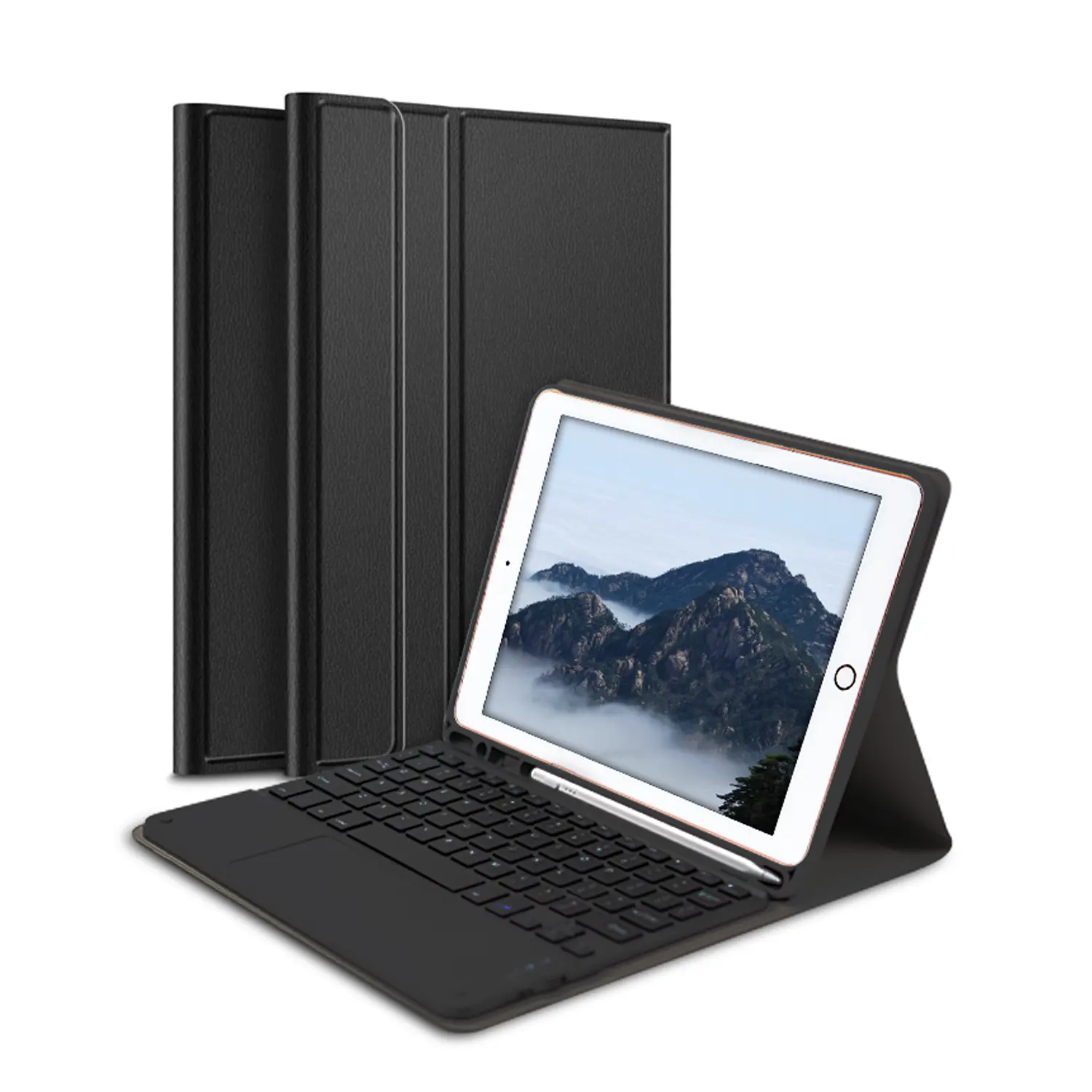 لوحة مفاتيح مزودة بتقنية البلوتوث مع لوحة لمس سهلة الاستخدام لجهاز iPad والتي يمكن أن تحتوي على قلم بسعة كبيرة للبيع مباشرة من المصنع