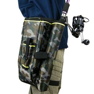 Bolsa de caña de pescar con mosca de fábrica BSCI con caja de almacenamiento de aparejos, funda de nailon multifunción, riñonera, bolsas de pierna, Camuflaje - Product Image 1