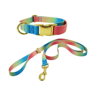 Desainer gesper logam nilon kerah anjing dan Set tali dengan Logo cetak pelangi renda <span class=keywords><strong>Premium</strong></span> kecil sedang kerah anjing besar - Product Image 1