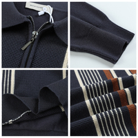 Pulls en tricot à manches longues pour hommes, col rabattu, design rayé, décontractés, chauds pour l'hiver, pull polo classique pour hommes