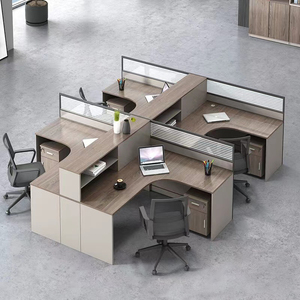 Escritorio de oficina de 4 plazas Escritorio de oficina en forma de L muebles de oficina - Product Image 6