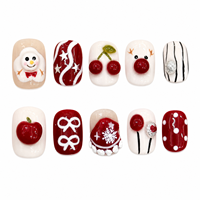 Collection de Noël RTS : Magnifiques faux ongles de luxe faits à la main, à presser, avec breloques, pour l'art des ongles