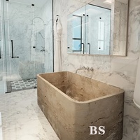 Baignoire autoportante en pierre, marbre naturel, salle de bain, baignoire en travertin, sculpture