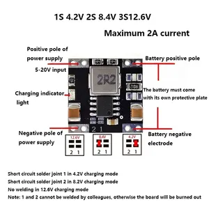 Placa de carregamento de bateria de lítio 2A 4.2V8.4V12.6V módulo de redução de tensão DC-DC de retificação síncrona - Product Image 2