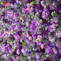 Mur de fleurs artificielles 5D en stock, toile de fond de mariage, décoration de fête, tissu enroulable, mur de fleurs violettes