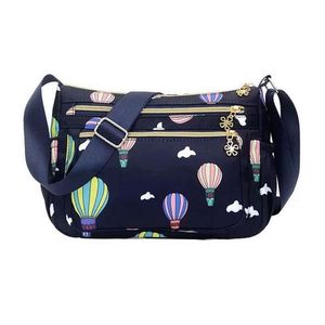 Hot Air Balloon Print Nylon Crossbody Bag Multi-Compartment <b>Adjustable</b> <b>Strap</b> Shoulder Bag Lightweight Waterproof Casual Sling - Product Image 3