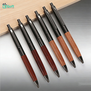 Bolígrafo de madera maciza con mecanismo de pulsación y logotipo grabado, bolígrafo de gel de sándalo y bolígrafo promocional publicitario para empresas, en stock. - Product Image 2