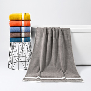 Toalla de Baño de Algodón Puro 70x140cm, Rayada, Absorbente, Tejida, Rectangular, para Uso Doméstico, Marrón, Gris, Azul, Amarillo - Product Image 4